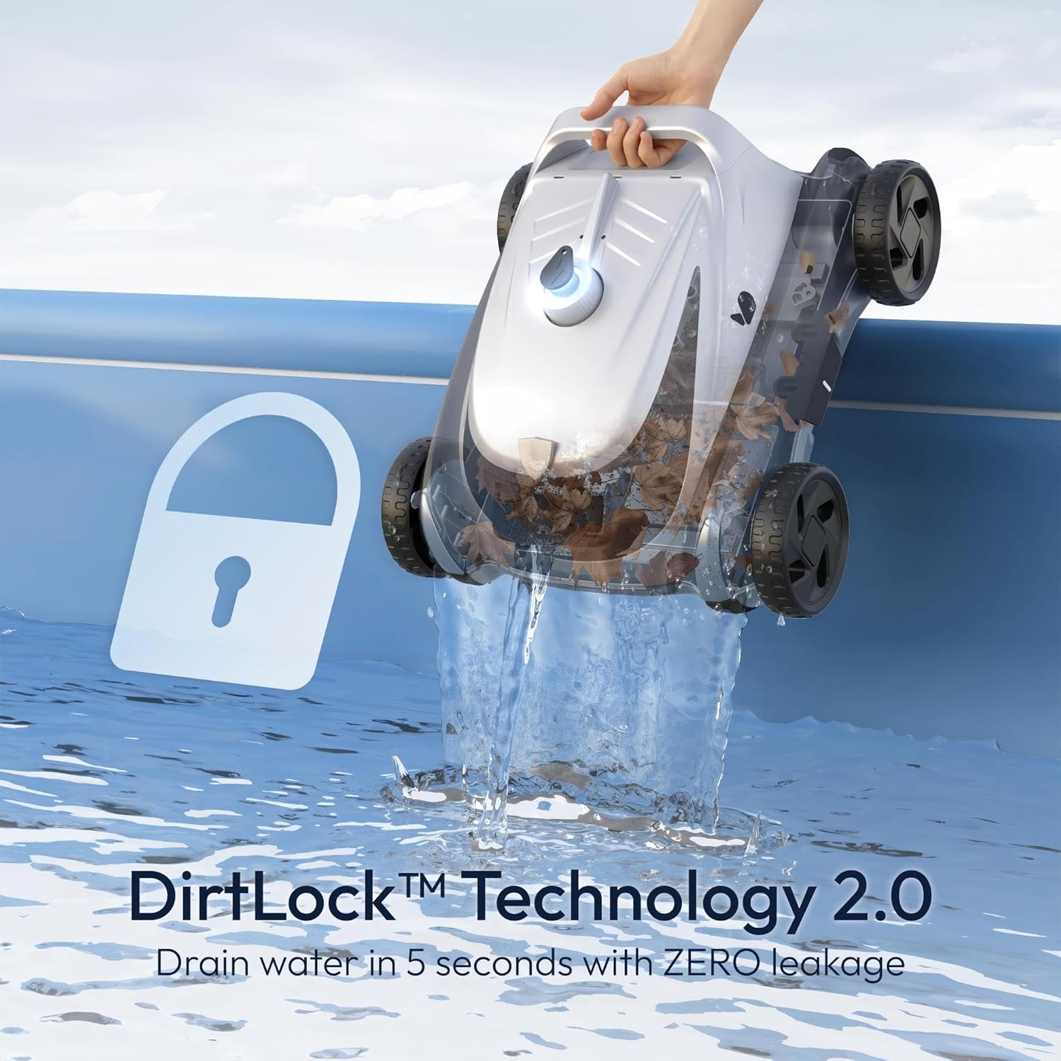 (2026 Upgrade) BUBLUE B10P Cordless Pool Vacuum for Above Ground Pool, 140-Min Runtime, Self-Parking Robotic Pool Cleaner with Bluehole Suction, DirtLock 2.0, Dual Motors for Pools Up to 1,076 Sq.Ft Bubot 500p